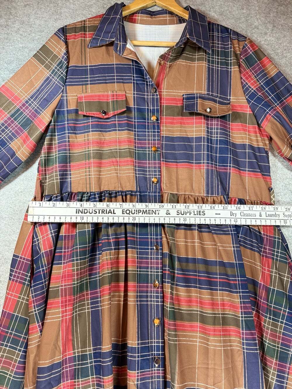Plaid Button-Front Maxi Shirt Dress - Picture 3 of 4
